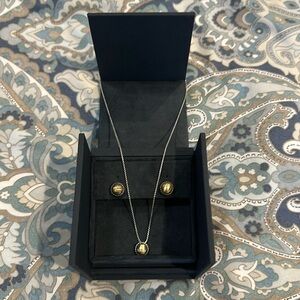 David Yurman two tone necklace and stud set